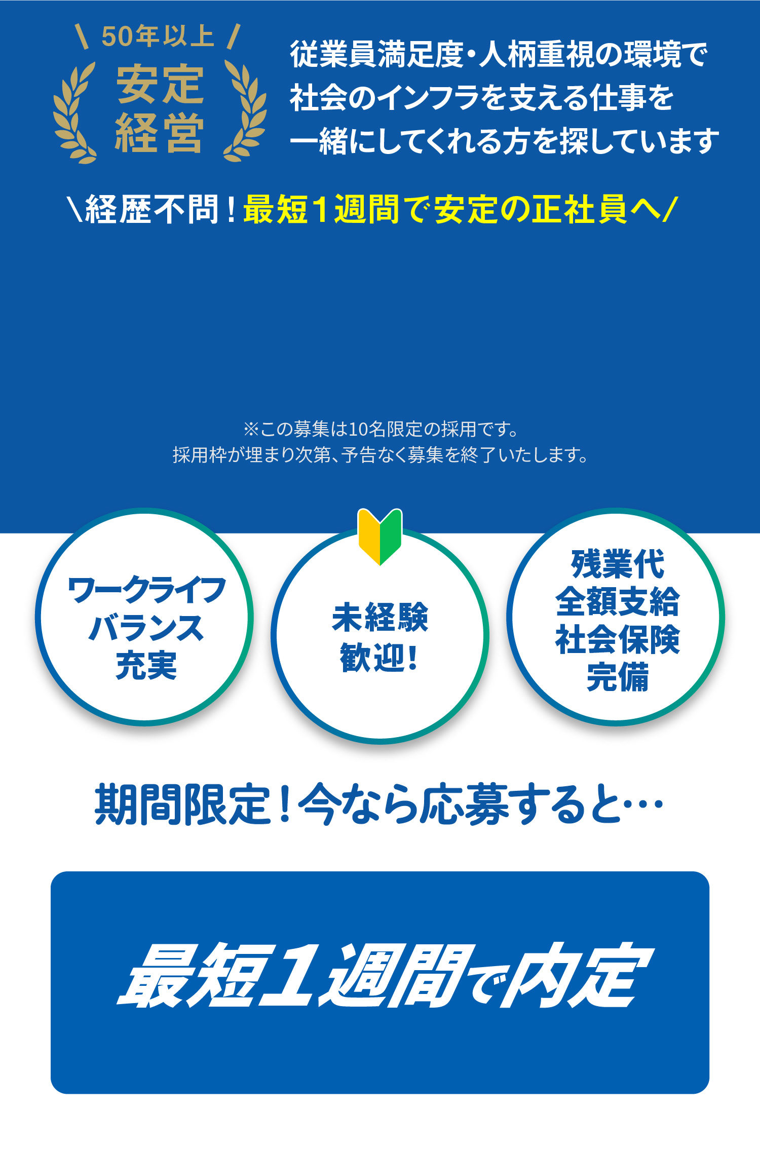 経歴不問！最短１週間で安定の正社員へ