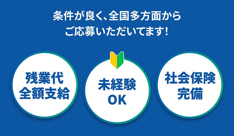 条件が良く、全国多方面からご応募いただいてます!